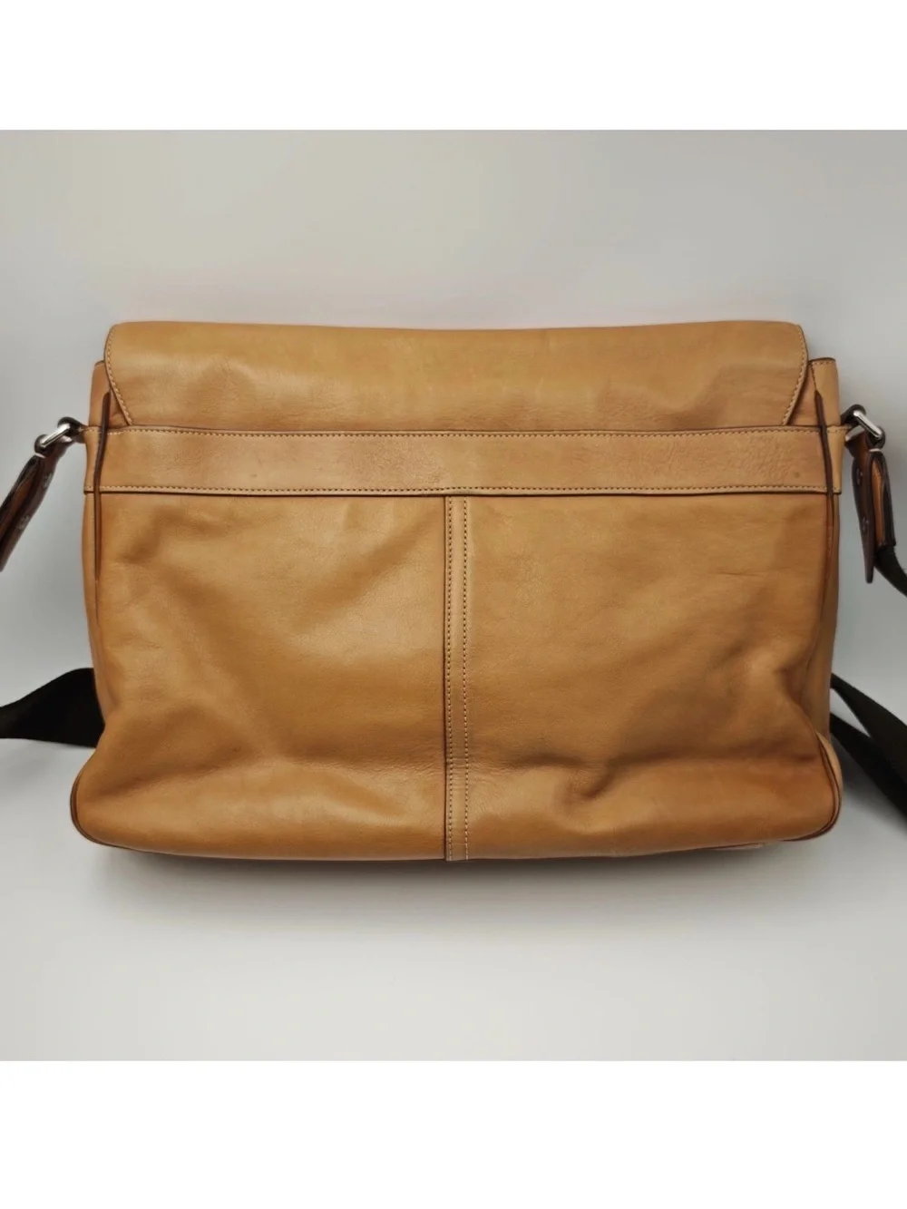 Coach Leather Messenger Bag in Tan with Black Strap